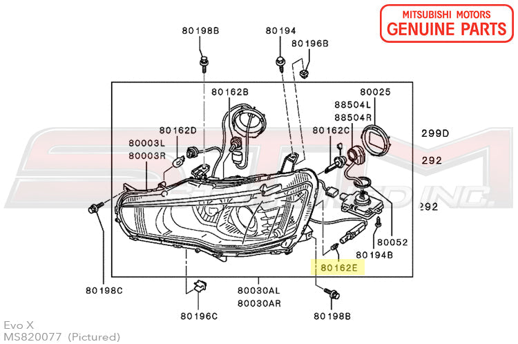 MS820077 Mitsubishi Amber Light Bulb - Evo 7/8/9 Side Marker - Evo X Headlight
