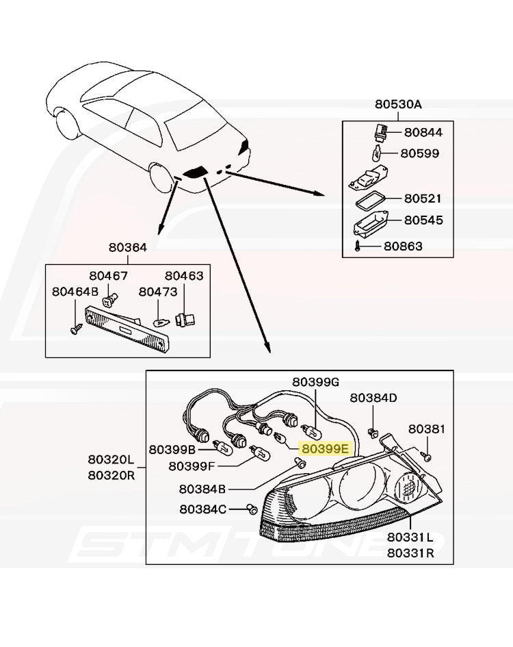 Mitsubishi OEM Tail Light Bulb for Evo 7/8/9 (AL000168)
