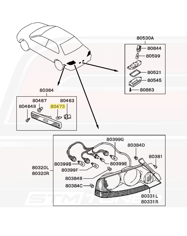 Mitsubishi OEM Rear Bumper Side Marker Bulb for Evo 8/9 (AB000168)