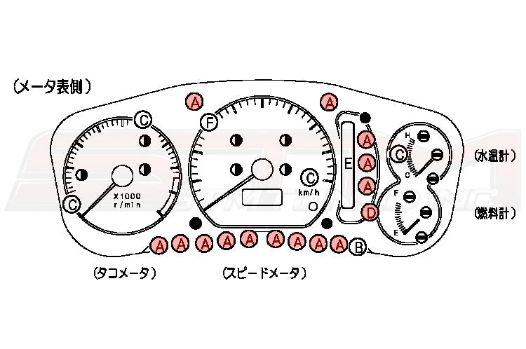 Mitsubishi JDM Evo 4/5/6 Gauge Cluster Diagram