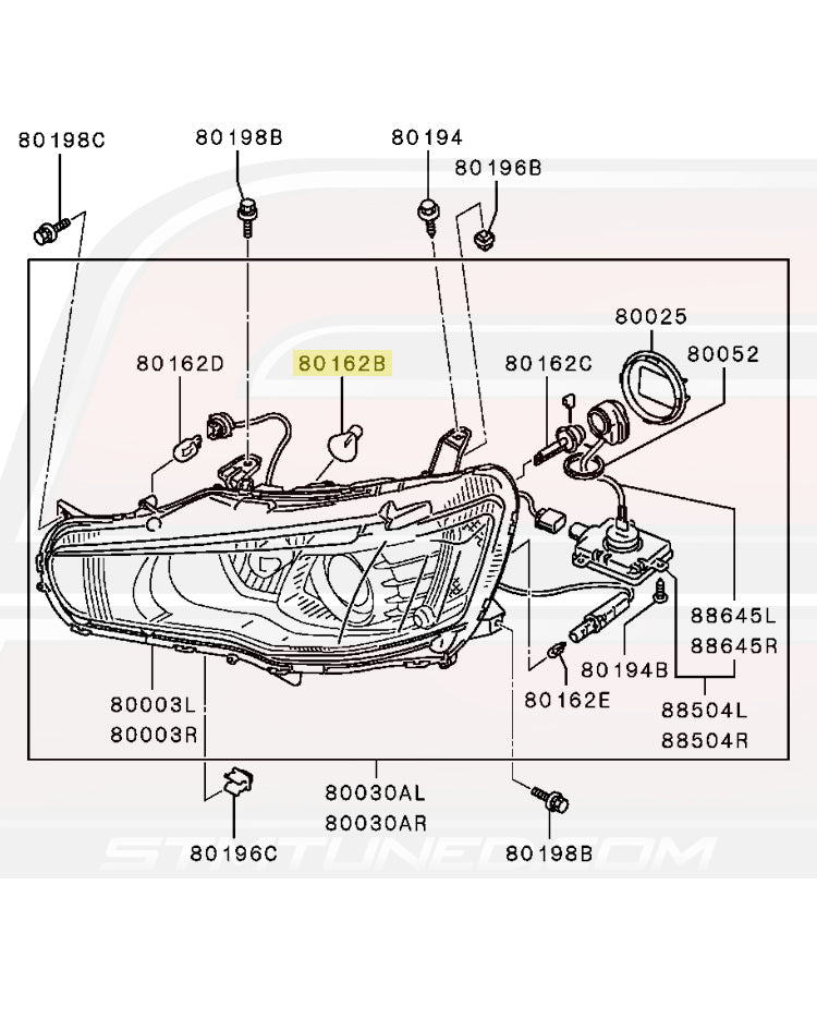 Mitsubishi OEM Daytime Running Light Bulb for Evo X (MS820949)  Image © STM Tuned Inc
