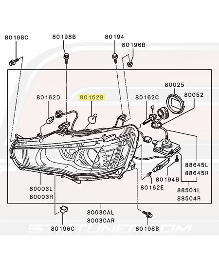 Mitsubishi OEM Daytime Running Light Bulb for Evo X (MS820949)  Image © STM Tuned Inc
