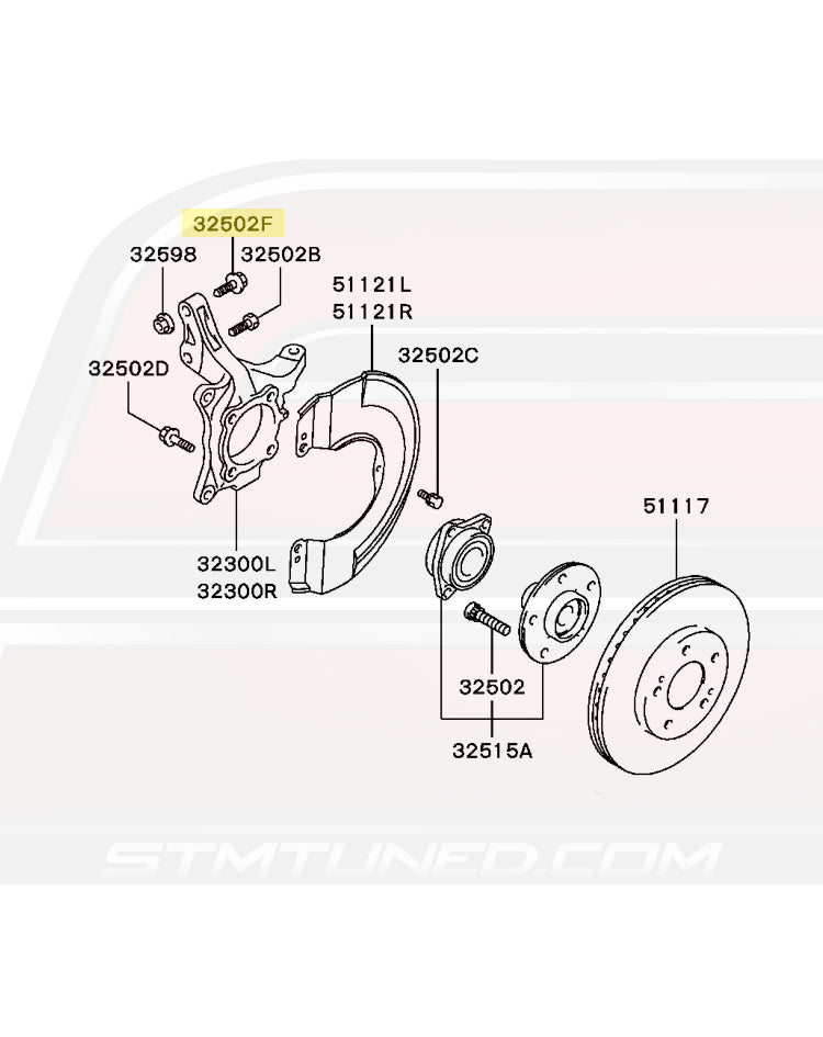 OEM Evo 7/8/9 CT9A Front Hub Diagram