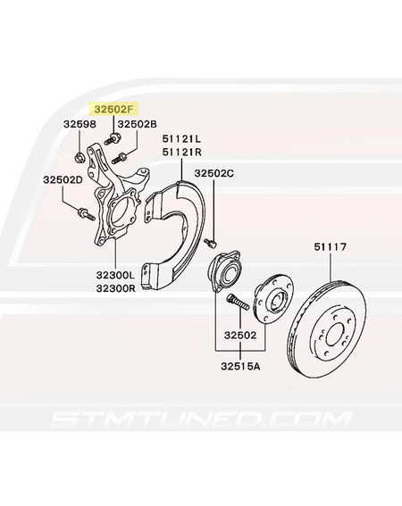 OEM Evo 7/8/9 CT9A Front Hub Diagram