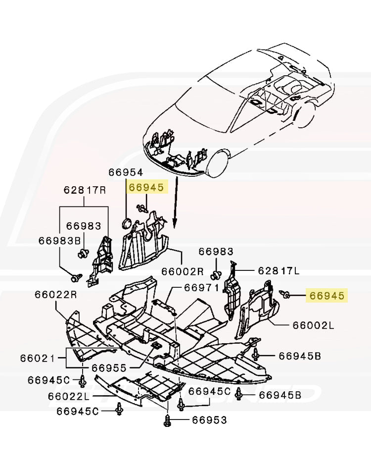Mitsubishi OEM Splash Shield Clips for Evo 7/8/9 (MU000319)