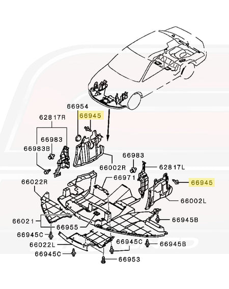 Mitsubishi OEM Splash Shield Clips for Evo 7/8/9 (MU000319)