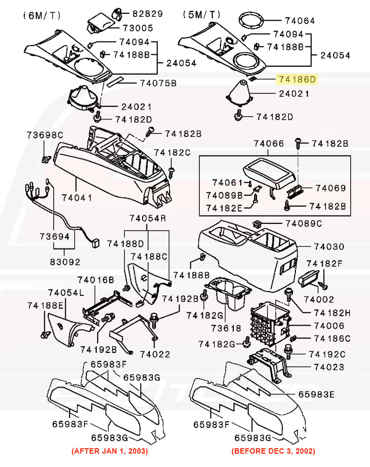 Mitsubishi OEM Center Console Clip for Evo 7/8/9 (MU000329)