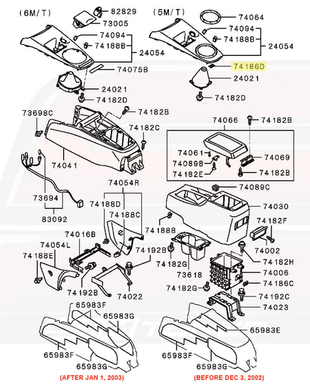 Mitsubishi OEM Center Console Clip for Evo 7/8/9 (MU000329)