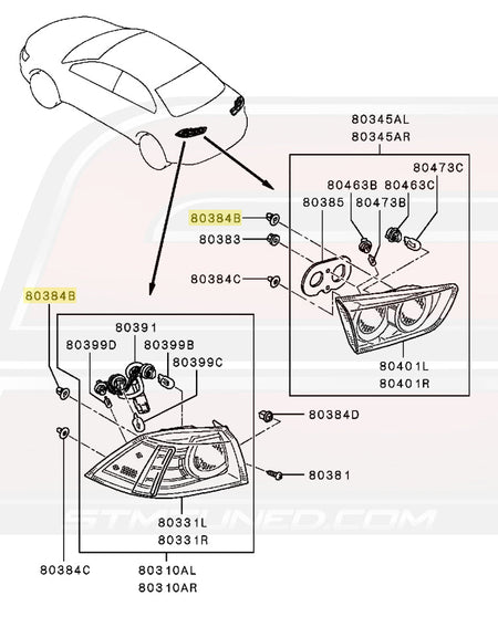MU000368 Evo X Taillight Diagram © STM Tuned Inc