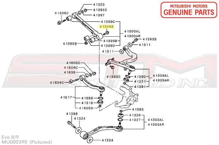 MU000390 Mitsubishi Rear Lower Suspension Arm Bolt - Evo 8/9