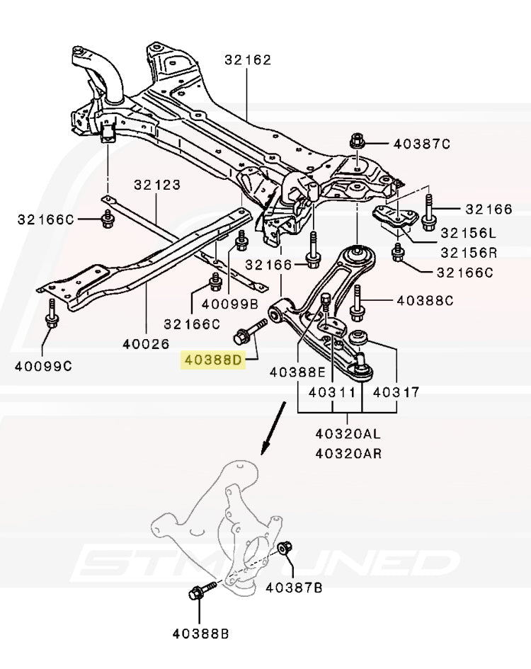 OEM Evo X Front Suspension Diagram