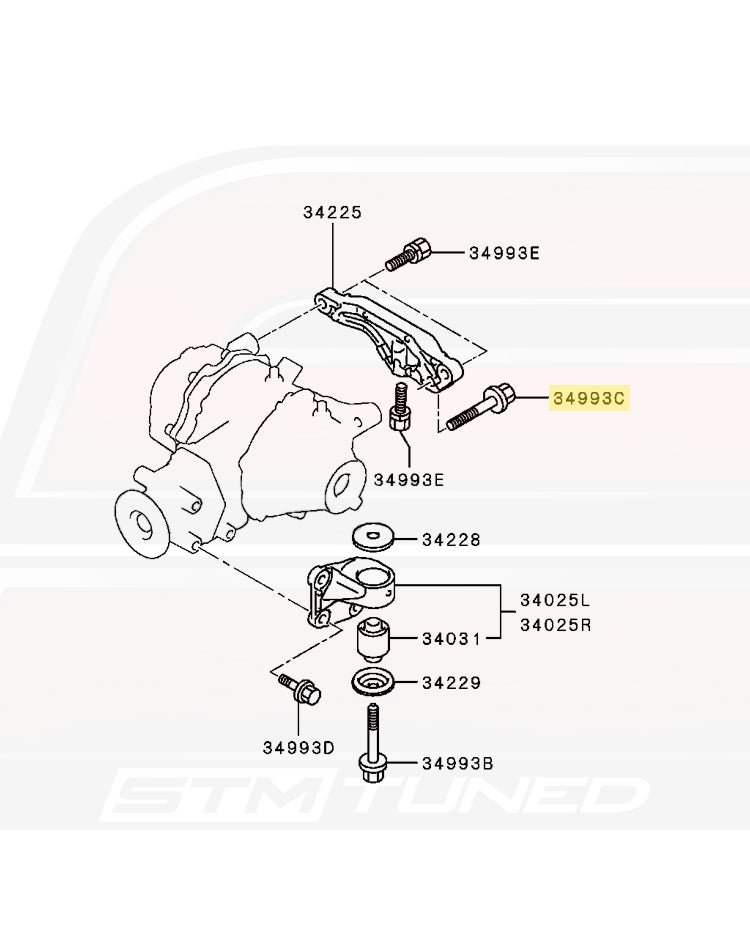 OEM Evo X Rear Diff Mounting Diagram