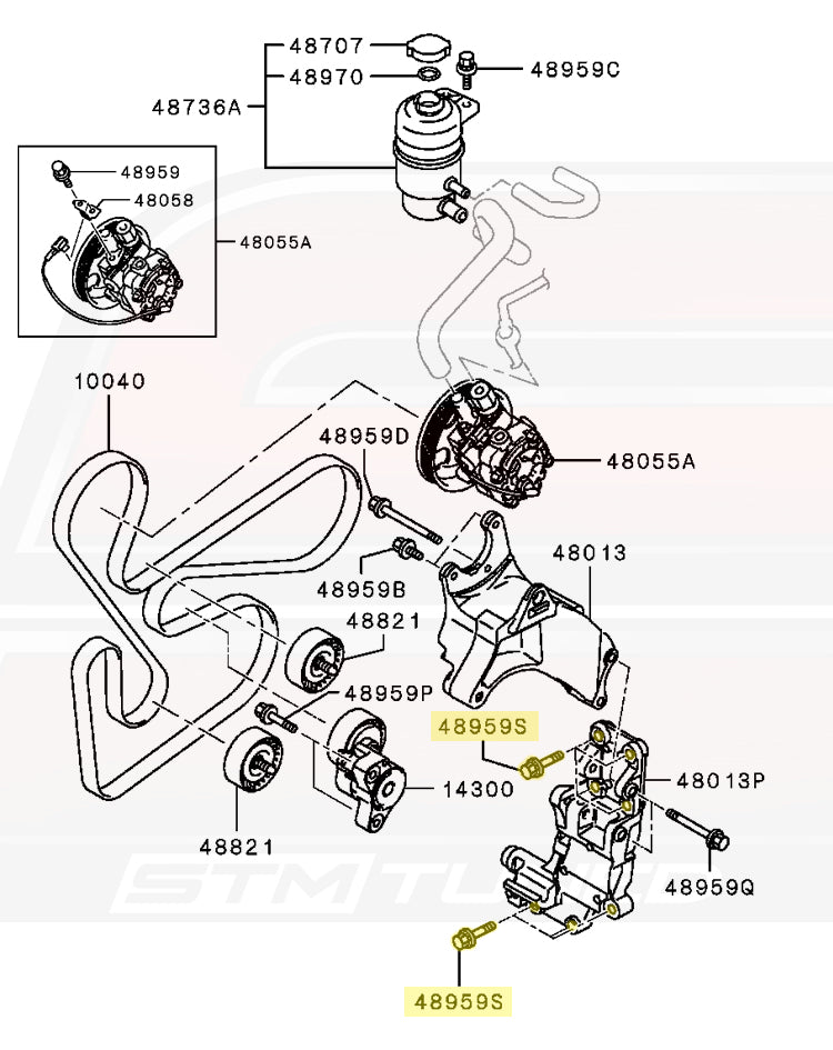 Mitsubishi OEM Power Steering Oil Pump Bolt for Evo X (MU001002)