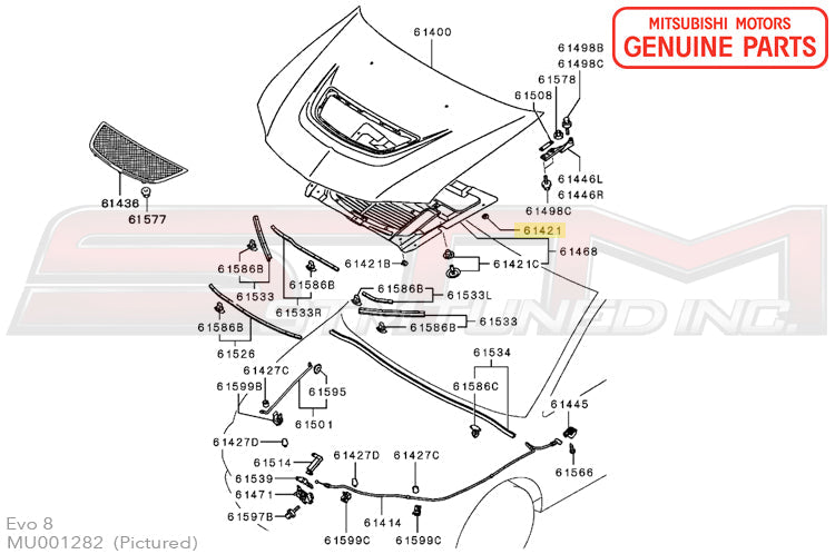 MU001282 Mitsubishi Under Hood Insulator Vent Clip (Black) - Evo 8/9