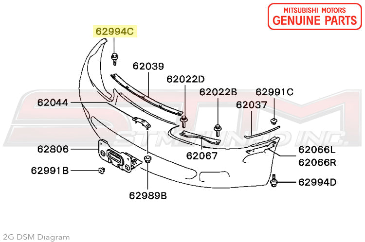 MU140009 Mitsubishi Front Bumper Support Bolt - 2G DSM