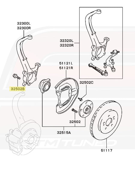 Mitsubishi OEM Front Knuckle to Hub Bolt for 2G DSM (MU140016)