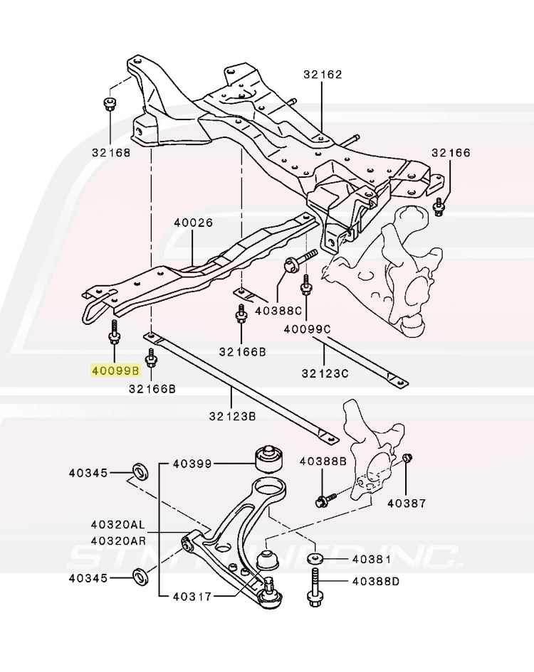  Evo 7/8/9 Front Crossmember Bolt Diagram