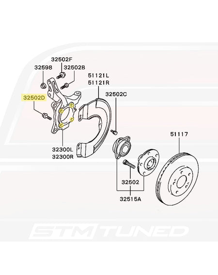 MU140060 Evo 7/8/9 OEM Front Wheel Hub Bolt