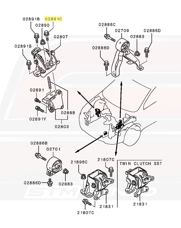 MU140060 Evo X OEM Engine Mount Bolt