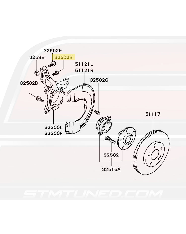 Evo 7/8/9 Front Wheel Hub Diagram