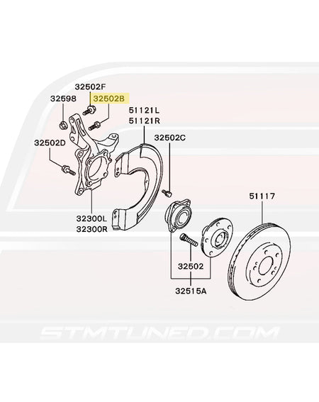 Evo 7/8/9 Front Wheel Hub Diagram
