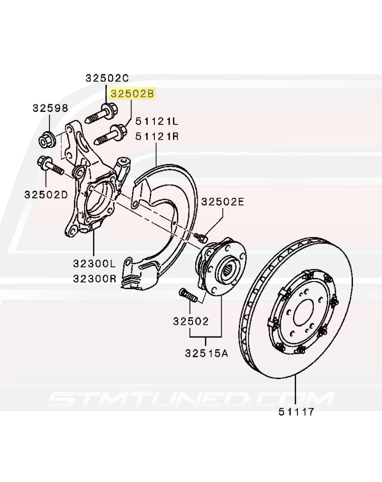 OEM Evo X CZ4A Front Wheel Hub Diagram