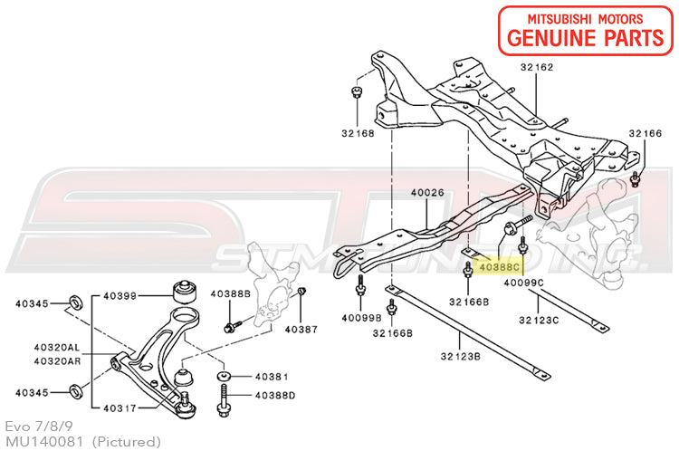 MU140081 Mitsubishi Suspension Bolt - Evo 8/9