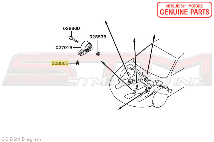 MU242010 Mitsubishi Front Motor Mount Bolt - 2G DSM