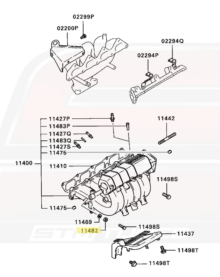 1G DSM Intake Manifold Nut Diagram (MU430002 11482)