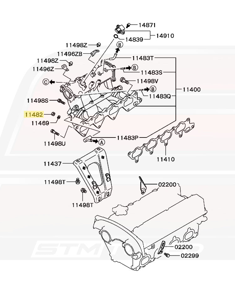 Evo 8 Intake Manifold Nut Diagram (MU430002 11482)