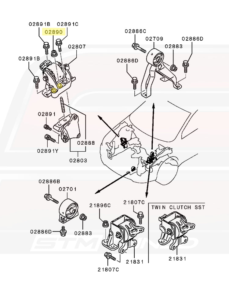 MU431006 02890 Evo X Engine Mounts