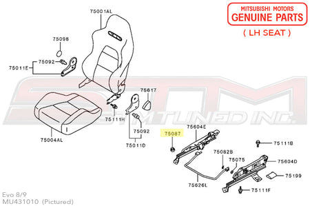 MU431010 Mitsubishi Front Seat Mounting Nut - Evo 7-9