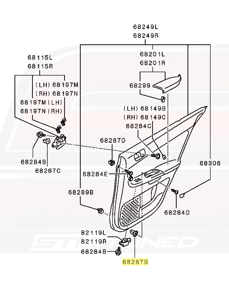 Evo X Rear Door Grommet MU480032 68287B