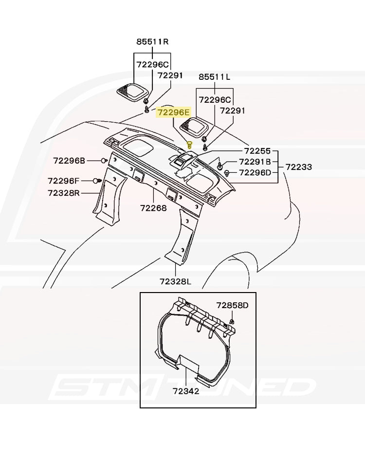 Mitsubishi OEM Rear Deck Lid Clip for Evo 7/8/9 (MU481245)