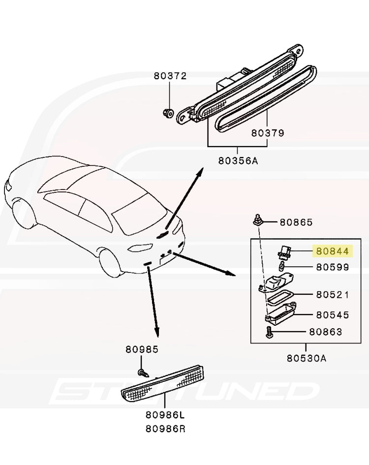 MU805818 Bulb Socket Diagram 80844 for Evo X