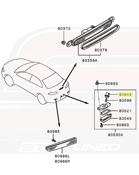 MU805818 Bulb Socket Diagram 80844 for Evo X