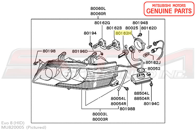 MU820005 Mitsubishi HID Light Bulb - Evo 7/8/9/X