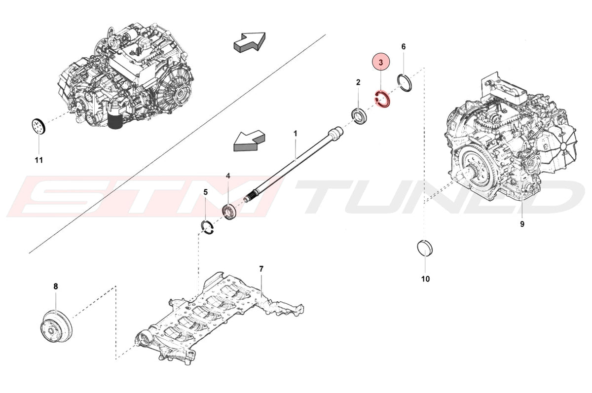 Audi OEM Input Shaft Lock Ring for AWD R8 Huracan Gallardo (N0123191)