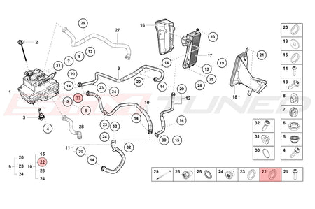 Audi OEM Oil Cooler Line Oring 29mm for Huracan (N90295401)