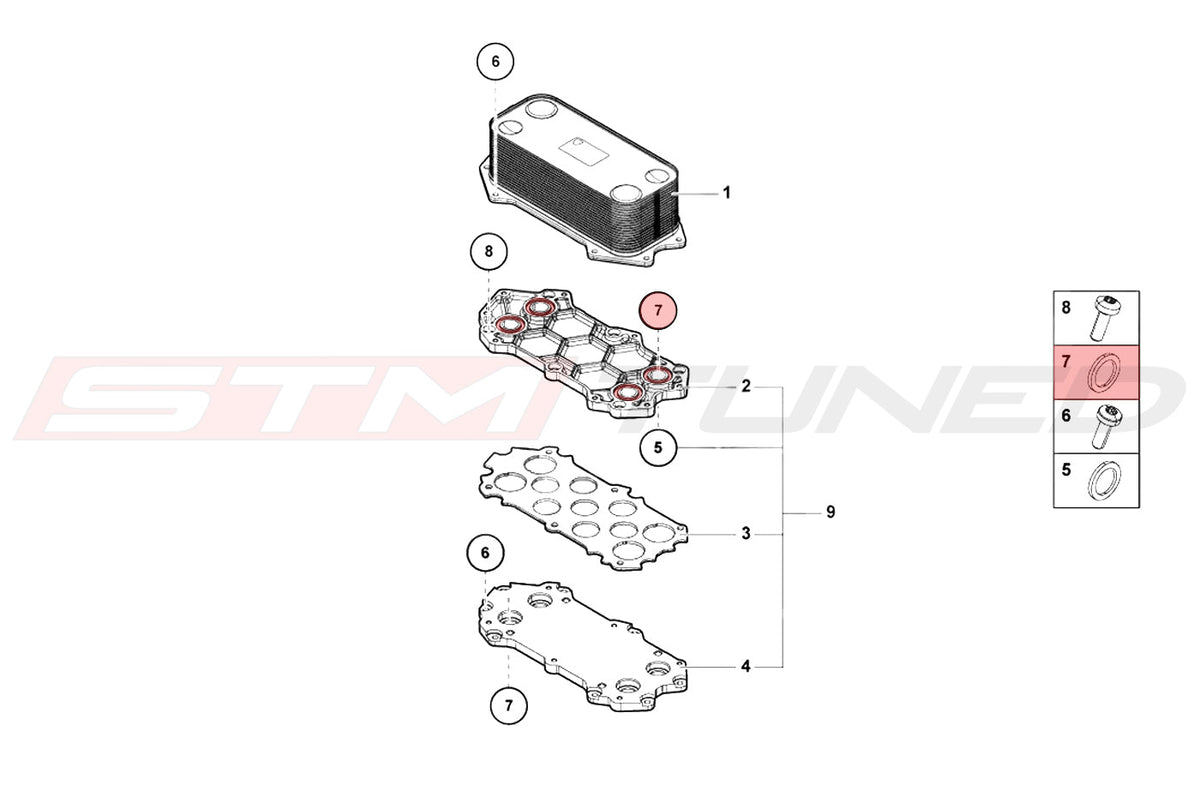 Audi OEM Oil Cooler Line Oring 26mm for Huracan (N90958101)