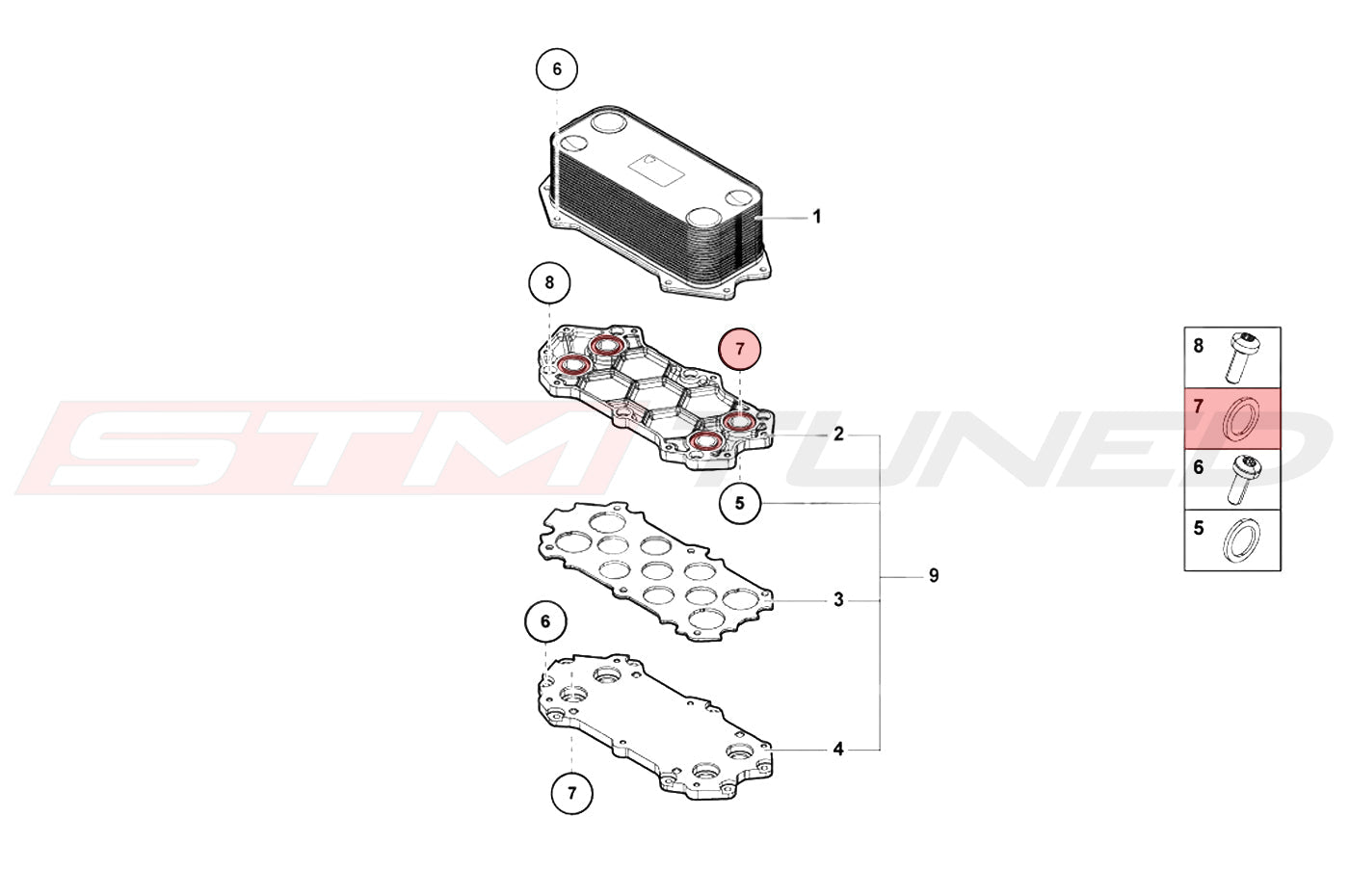 Audi OEM Oil Cooler Line Oring 26mm for Huracan (N90958101)