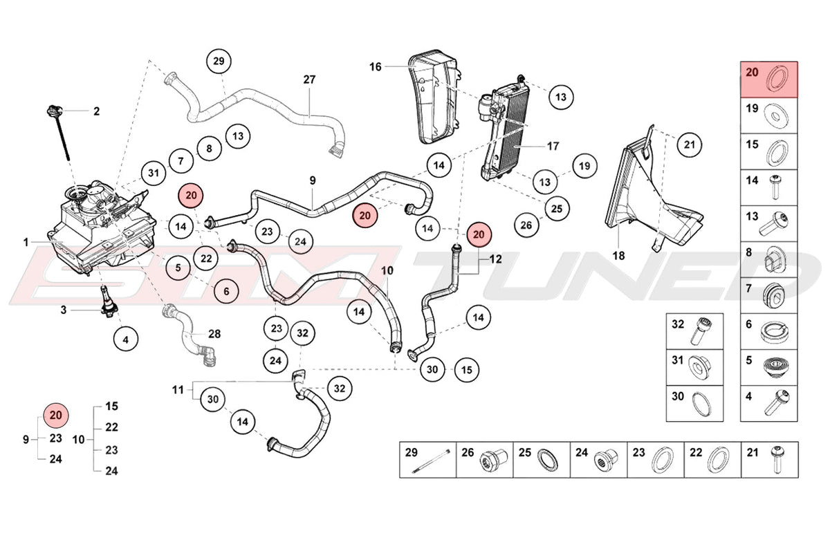 Audi OEM Oil Cooler Line Oring 26mm for Huracan (N90958101)