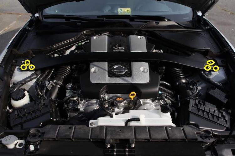 Titanium Strut Tower Kit for Nissan 370Z (NIS-013) Installed