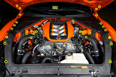 Titanium Engine Bay Bolt Kit Diagram Placement for R35 GTR