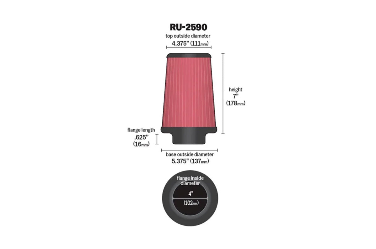 K&N Universal Air Filter 4in ID x 7 Tall (RU-2590)