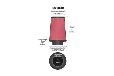 K&N Universal Air Filter 3.5in ID x 7 Tall (RU-3130)