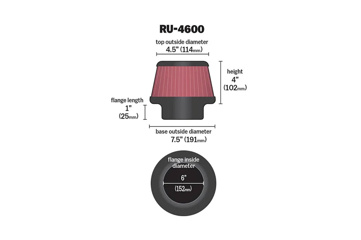 K&N Universal Air Filter 6in ID x 4 Tall (RU-4600)