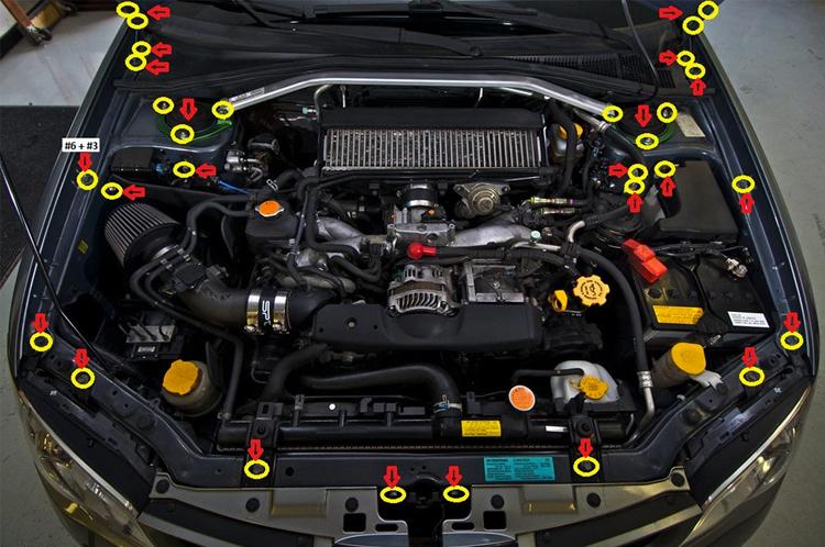 Titanium Engine Bay Kit Installed for 06-07 WRX/STi (SUB-001)