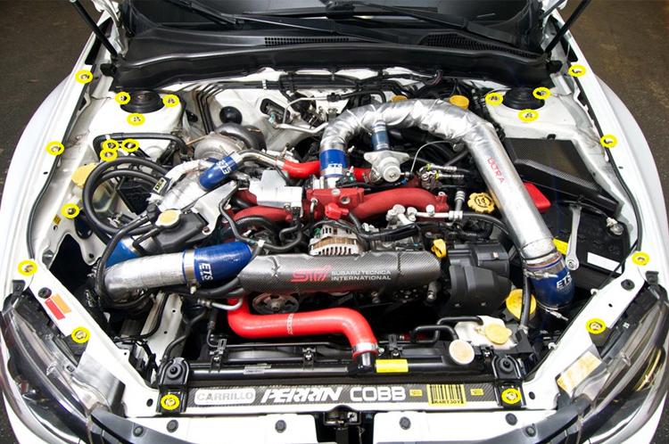 Titanium Engine Bay Kit for 2008-2014 WRX/STi (SUB-005 / SUB-006)