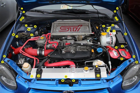 Titanium Engine Bay Kit Installed for 2002-2003 WRX (SUB-011)